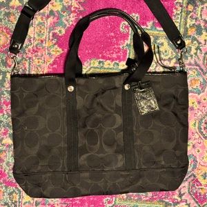 Large black Coach Tote with shoulder strap